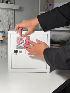 Locking small cabinet desktop metal locker mini safe floor small office locker with door