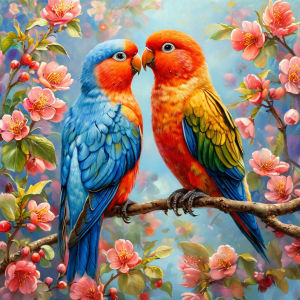 Huacan Painting By Numbers Two Loving Lovebirds Animal Paint Pictures By Numbers Drawing Adult Coloring Gifts Art Home Decor