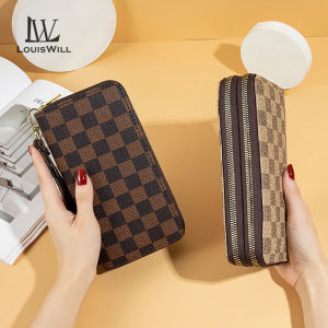 LouisWill Women Wallet Simple Long Pure Vintage Wallet Fashion Purse Money Bag Multifunctional Clutch Wallet PU Leather Card Wallet Retro Zipper Coin Pocket