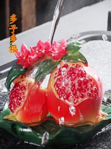 Resin Resheng Tang Premium Tea Pet Color Changing Ornaments for Tea Table Tea Desk Tea Ceremony Pomegranate Design Multi Fortune