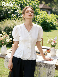 puella | French Gentle V-Neck Unique Womens Blouse