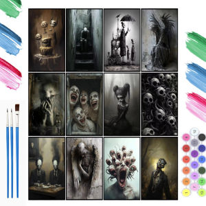 Oil Painting By Numbers Skull Banquet Fallen Angels Dark Fantasy Art Horror Paint with Numbers Home Decor Wall Art