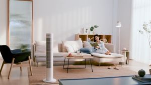 (SG STOCK) Xiaomi Smart Tower Fan Bladeless Tower Fan Bring Cool Gentle Breeze Fine Grille for Child Safety All-round Breeze APP Control(Chinese Version)