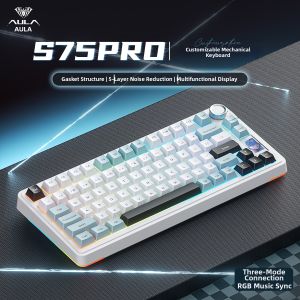 AULA | Wireless Bluetooth Multi-Mode Mechanical Gaming Keyboard with Display 75 Key S75PRO