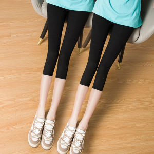 Summer Modal Cropped Leggings Womens Outwear Thin High Waist Slim Looking Elastic plus Size Gray Yoga Cycling Pants