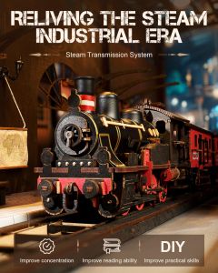 ROBOTIME Rokr Steampunk Train Kit 3D Wooden Puzzle DIY Model Buildding Toy Teens Child Gift