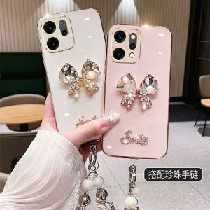 ใหม่ เคสโทรศัพท์ Case OPPO Reno14 Pro Reno14 F Reno 14F Pro 5G Ins แฟชั่นที่สร้างสรรค์เงางามคริสตัลหรูหราปลอกอ่อนกันตกพร้อมสร้อยข้อมือไข่มุกรูปการ์ตูนน่ารัก2025