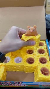 Squishy Pop Up Squirrel Mainan Anak Silikon Tikus Keju Lucu Mainan Squishy Tikus Penghilang Stress
