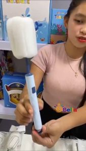 Detachable Cleaning Sponge Brush with Long Handle Household Brush Thermos Bottle Cup Washing Brush Replaceable Long Handle Sponge Cup Brush Household Decontamination Cleaning Brush Removable Brush