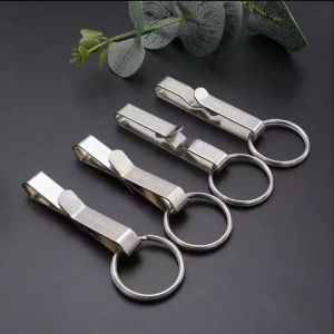 Stainless Steel Keychain Mens Belt Buckle Waist Hanging Ring Double Row Pendant Old Style Key Ring Creative Gift