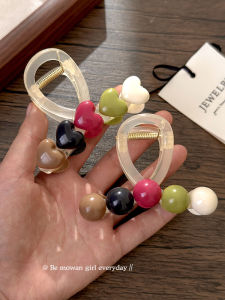 กิ๊บติดผมรูปหัวใจสีสันสดใส น่ารัก หวาน พู่กิ๊บติดผมรูปฉลาม ใหม่ 2025 สำหรับผมหลังหัว ตกแต่งผม ประดับผม แฟชั่น