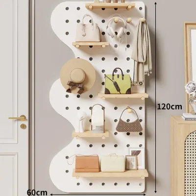 XIXIANGZI | Entryway Wall Mounted Pegboard Shelf Organizer Wooden Multi-use Display Board
