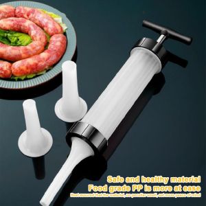 Sausage Stuffer Tool Manual Sausage Maker Sausage Meat Stuffer Filler with 3 Nozzles