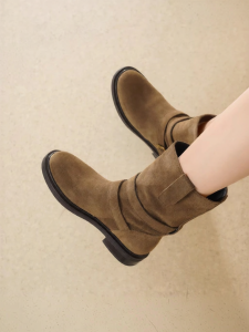Reemoor | New Vintage British Round Toe Thick Heel Platform Ankle Boot