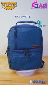 ICEGELKU TAS ASI PAKET LENGKAP COOLER BAG ASI WAFFLE SERIES + ICE GEL BESAR + 4 BOTOL KACA. KUALITAS PREMIUM TAS ASI TAS BAYI TAS PENDINGIN
