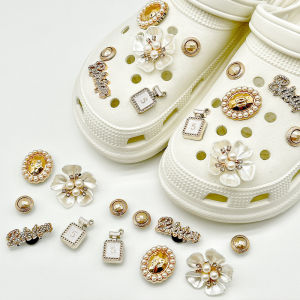 12Pcs Luxury Style Crocs Jibbitz Charms Shoes Decoration with Detachable Acrylic Pearl Shoe Buckle for Crocs