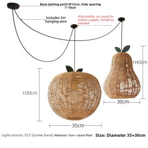 WIMIW | New Chinese Style Japanese Zen Antique Rattan Living Room and Dining Room Hanging Light
