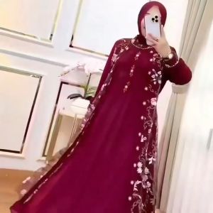 Gamis Brokat Mutiara Mewah Kanaya Dres BP Ceruty Babydoll Mix Tile Garden Apk Payet Dress Panjang Wanita Kekinian Ootd Kondangan Elegan Hijab