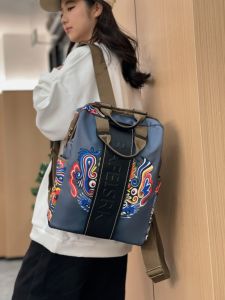 New Arrival National Style Backpack Large Capacity Womens Portable All-Match Backpack Facial Makeup Computer Bag Print Niche Style Commuter Bag