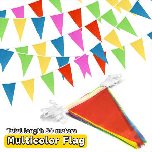 ItemMart 40 Meter Multicolor Decorative Flag Bunting Triangle Flags Birthday Party Grand Opening Decorations