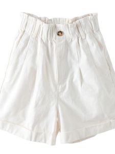 Quần Short Ống Rộng Cạp Cao Màu Trơn Cotton Thoải Mái Cho Nữ Mùa Thu MK Nono E Station Quần Dài Thường Ngày Rộng Rãi