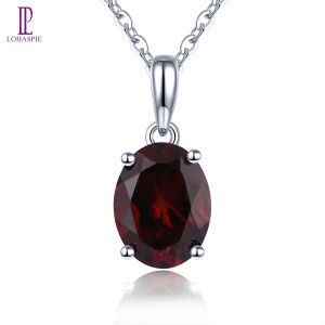 Lohaspie Đồ Trang Sức Chính Hãng 2.1 Carats Rắn Sterling Bạc 925 Mặt Dây Chuyền Ngọc Thạch Lựu tự nhiên mặt dây chuyền đá Peridot Garnet Mặt dây chuyền đá quý Ngọc Thạch Lựu tự nhiên mặt dây chuyền ngọc hồng lựu Cho trang sức nữ