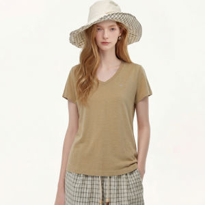Light Mature Style Versatile V-Neck Loose Slimming Summer T-shirt