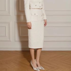 French Style White Elegant Top and Pencil Skirt Set