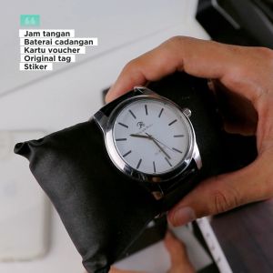 PhiLipe Ricci Jam Tangan Pria Kulit Hitam Original Kasual Analog Strap Leather Desain Simpel Gaya Minimalis Kekinian 7298L Men Watches Leather Free Box Dan Baterai
