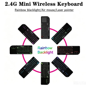 Wireless Mini Multilingual Keyboard With Touchpad 2.4G Handheld Remote Control With Backlight Multimedia Keys For PC Computer