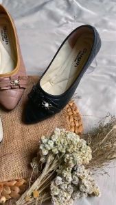 Flatshoes ALEESYA Wanita - Sepatu Sandal Balet Wanita Pita Kerut Sol Karet Non-Slip