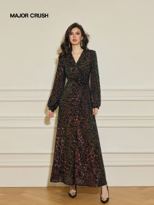 Vintage Glittery V-neck Slimming Dress