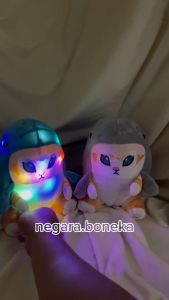 Mainan Boneka Kucing Hiu LED Stuffed Plush Kucing Hiu Singa Laut Kawaii Lucu Untuk Anak Hadiah