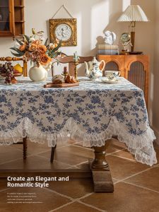 French Rustic Lace Linen Tablecloth