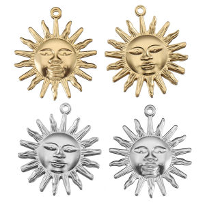 5 Pieces Gold Stainless Steel Sun Coconut Tree Pendant DIY Necklace Chain Jewelry Making Accessories Gifts