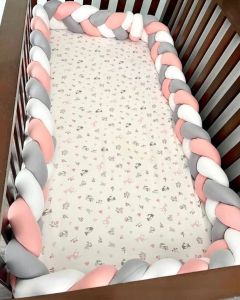 Baby Crib Protector Bed Braid Knot Cushion for Infant Kids 3 Shares Toddler Baby Bed Bumpers In The Crib Newborn 1M/2M/3M/4M