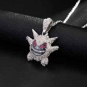 Takara Tomy | New Cartoon Pokemon Gengar Anime Figure Metal Necklace Decorative Necklace Hip Hop Necklace Jewelry Accessories Boys Gifts Toys