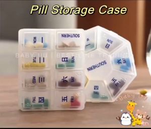 Portable Mini Pill Storage Cases Plastic Pill box Medicine Storage Vitamin Case Weekly 7 Days Drug Organizer Penyimpan Pil Mini便携式迷你药丸存储盒
