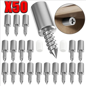 12/50pcs Shelf Support Peg Self-Tapping Screws Shelf Pins with Non-Slip Rubber Sleeve Partition Brackets Fixing Pegs for Kitchen Pantry Cabinet Bookshelf Bookcase