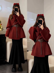 XUECAIQI | Winter Korean Style Set Sweater Poncho Skirt