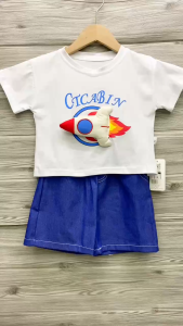 Cotton Terno for Kids Boy 3D Rocket Design Cute Casual Outfit 1-5yrs old E29