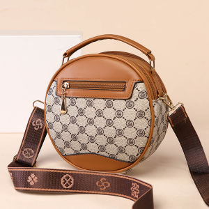 Fashionable Printed Crossbody Bag Womens Handbag Single Shoulder Retro Personality Small round Mobile Phone Bag Leisure Simple Style