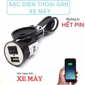 Sạc Điện Thoại Trên Xe Máy Có Công Tắc Phù Hợp Tất Cả Các Dòng ĐT