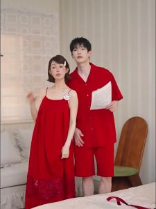 GONGDIE | Cooling Summer Cotton Sleeveless Couple Red Sleepwear