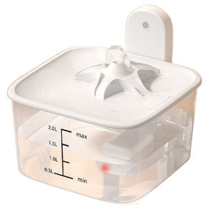 น้ำพุสัตว์เลี้ยงของเขาพร้อมแบตเตอรี่2500MAH ไร้สายแมวเครื่องจ่ายน้ำสุนัข2L