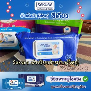 SEKURE Adult Wipes ทิชชู่เปียก ผ้าเปียกเช็ดผิว 100 แผ่น สำหรับผู้ใหญ่ ซีเคียว รุ่น 100
