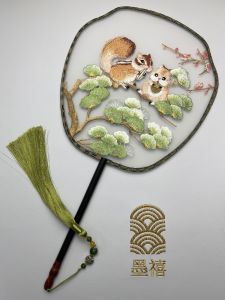 Single-Sided Hanfu Style Court Fan Collaborative Edition Fashion Show Demonstration Wooden Material Rural Style Home Decor