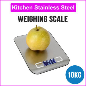 Kitchen Weighing Digital Scale Stainless Steel Multifunction Cooking Baking Food Measuring Tool with LED Backlight Screen Mini Electronics Measurement Weight Machine Weigh 10kg Weights Weighting Electronic Electric Gift Measuring Tools