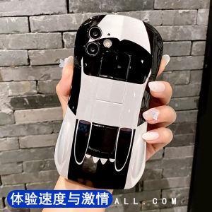 Korean Style Super Sports Car Body Soft Silicone Phone Case with Airbag Arc Handle Anti-Fall Protection for Apple iPhone