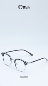 Gọng Kính Cận Nửa Viền Dáng Bầu Tròn HMK Eyewear Chất Liệu Kim Loại Phối Nhựa Kiểu Dáng Thời Trang - KL55005